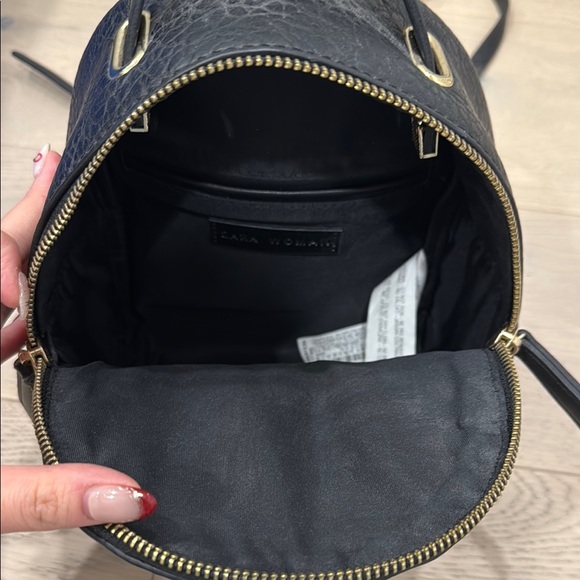 Zara Mini Black Leather Backpack - Picture 2 of 5